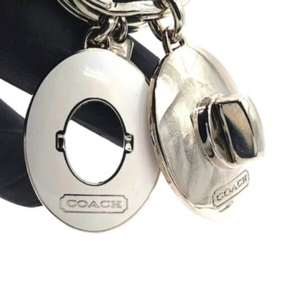 JUST IN! $79 COACH Vintage White Dual Fob Keychain Purse Charm Key ring-Rare - Picture 4 of 5